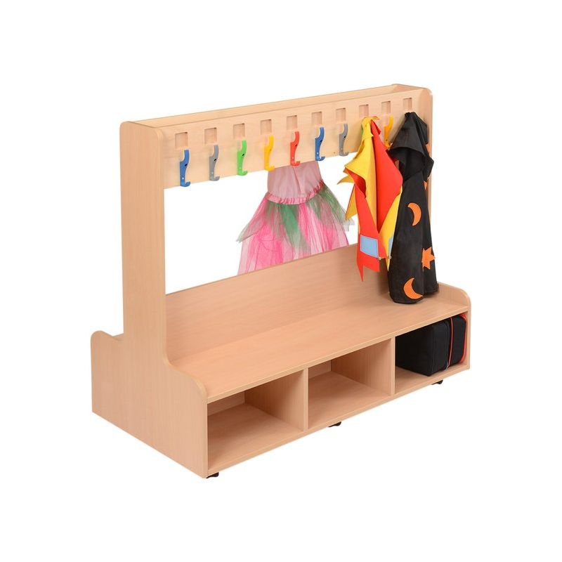 Beech Dressing Up Unit with Colored Coat Hooks