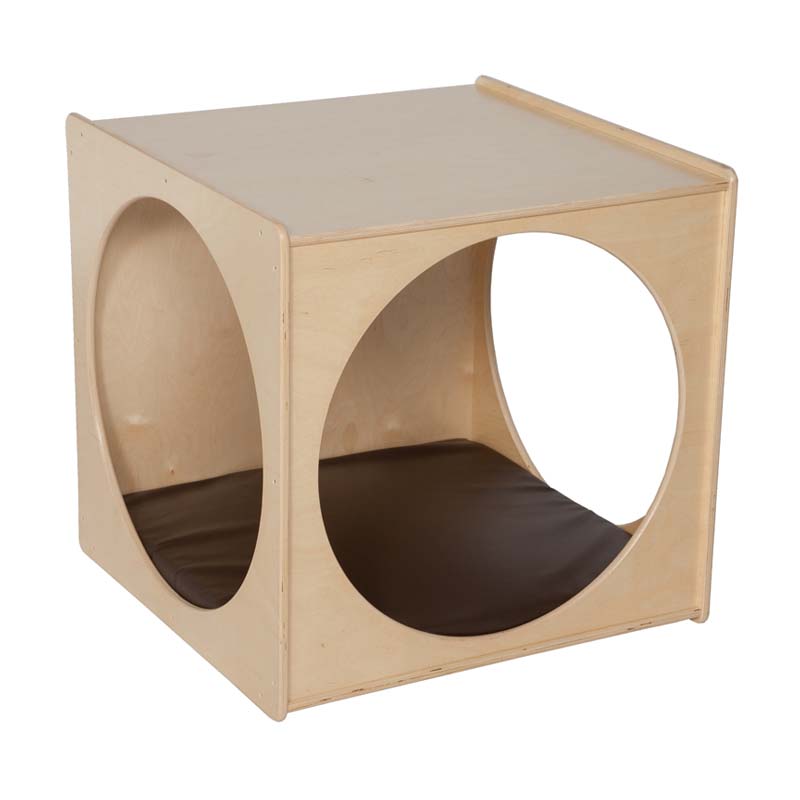 Wood Designs Giant Crawl Thru Play Cube with Brown Cushion