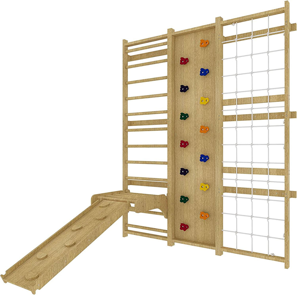 Avenlur Walnut 9 - in - 1 Swedish Ladder Wall Gym 79" - Dollhaus