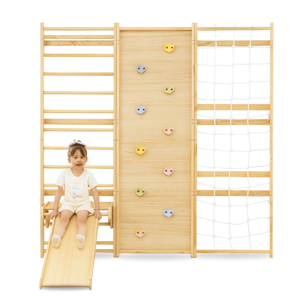 Avenlur Walnut Modular 9 - in - 1 Swedish Ladder Wall Gym - Dollhaus