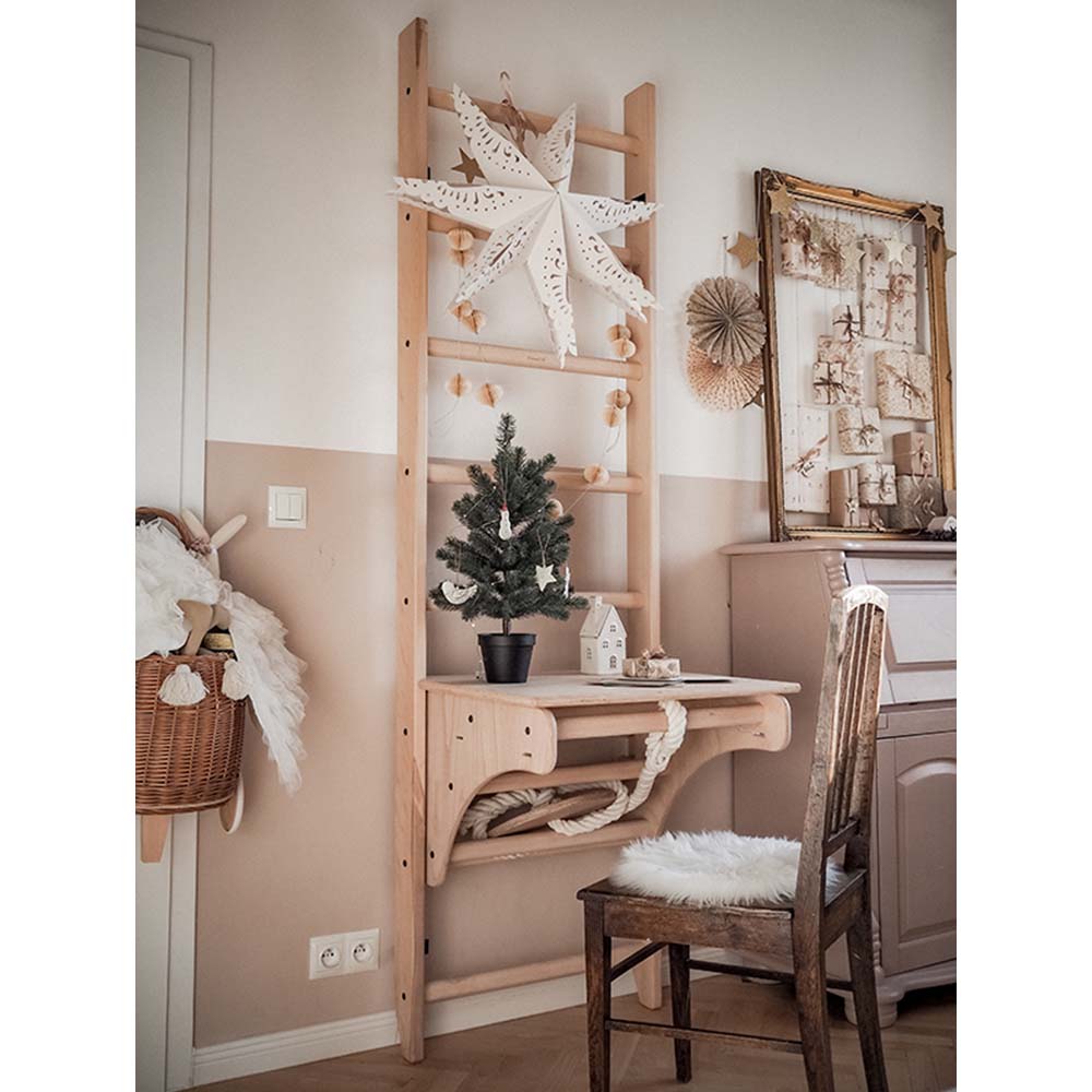 BenchK Childrens Ladder with Desk and Gymnastics Accessories in Kids Room