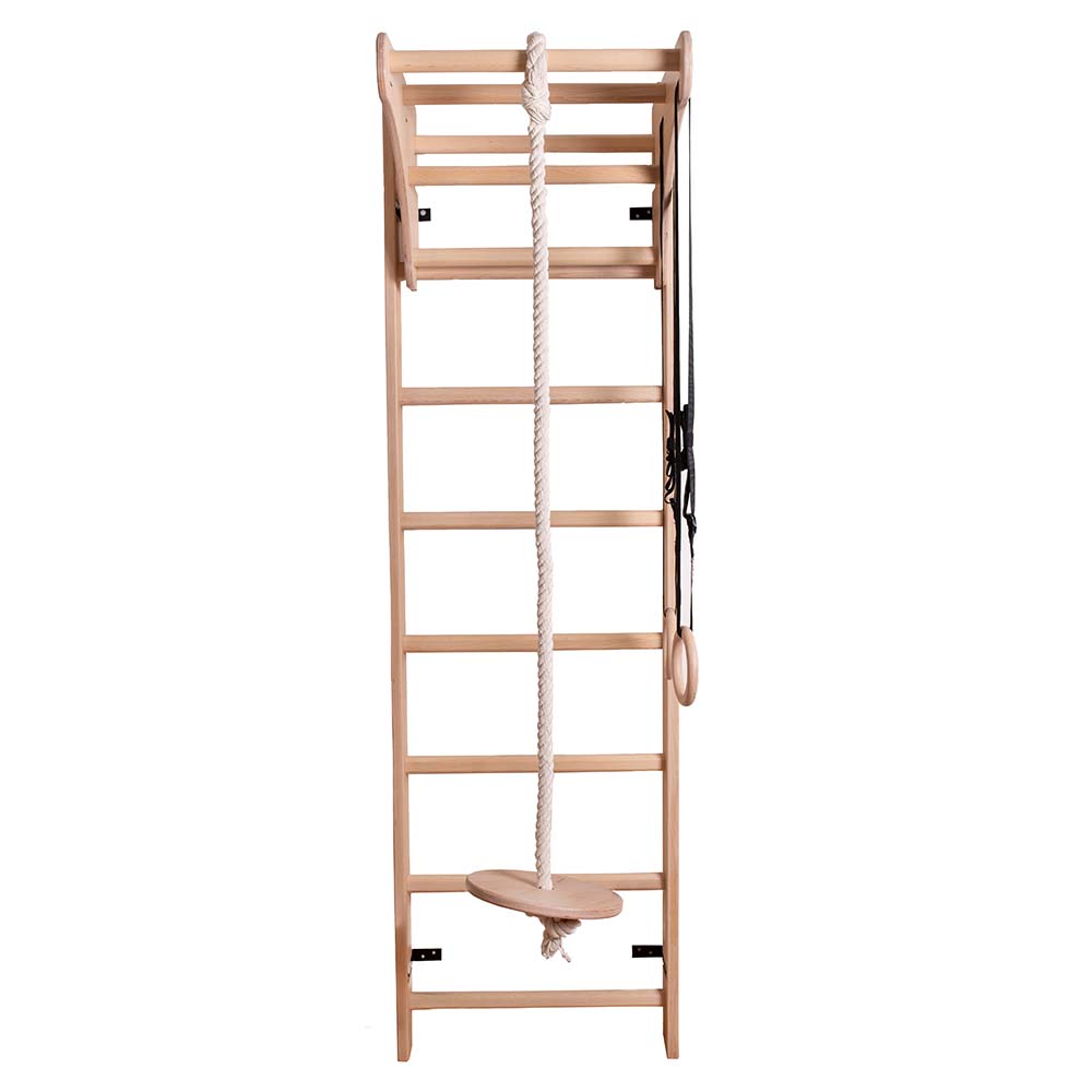 BenchK Childrens Ladder with Pull-Up Bar and Gymnastics Accessories Front View