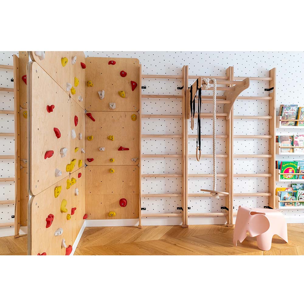 BenchK Childrens Ladder with Pull-Up Bar and Gymnastics Accessories in Play Room Close-Up