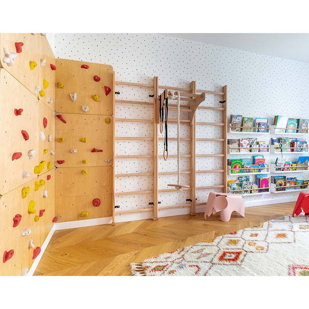 BenchK Childrens Ladder with Pull-Up Bar and Gymnastics Accessories in Play Room 