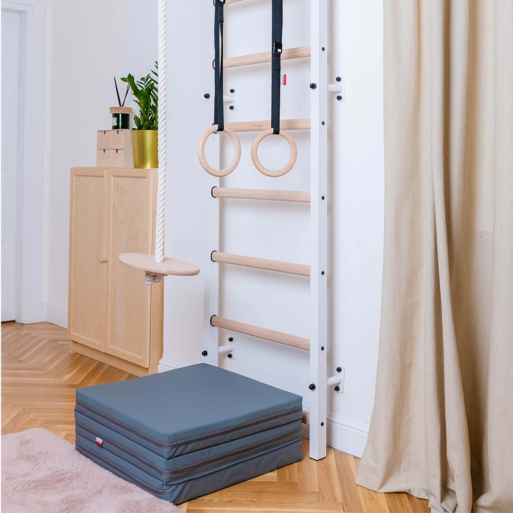 BenchK Grey Gym Mat Folded on Floor