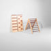 Wooden climbing toy set on a white background