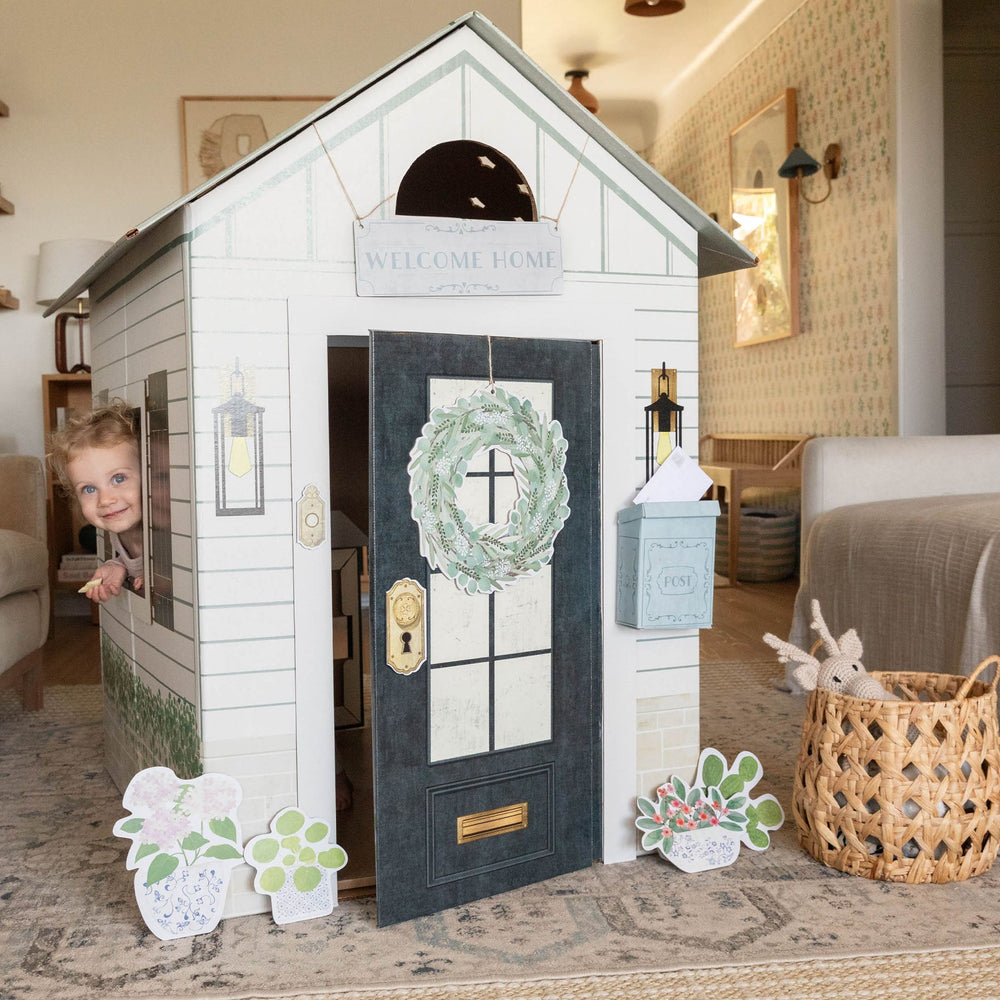 Children's playhouse with decorative elements in a living room setting