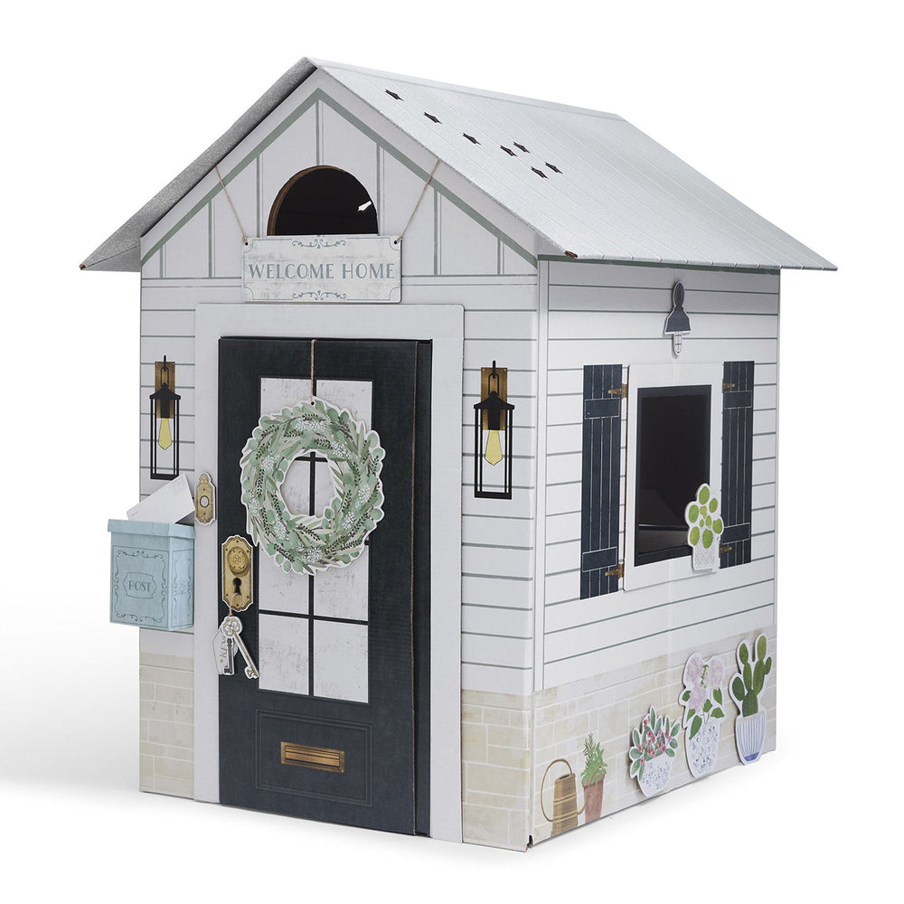 Playhouse with decorative elements on a white background