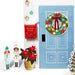 Christmas-themed door with wreath, poinsettia, and decorative figures on a white background