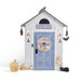 Halloween-themed play house with pumpkins and decorative elements on a white background
