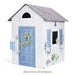 Children's playhouse with decorative elements on a white background