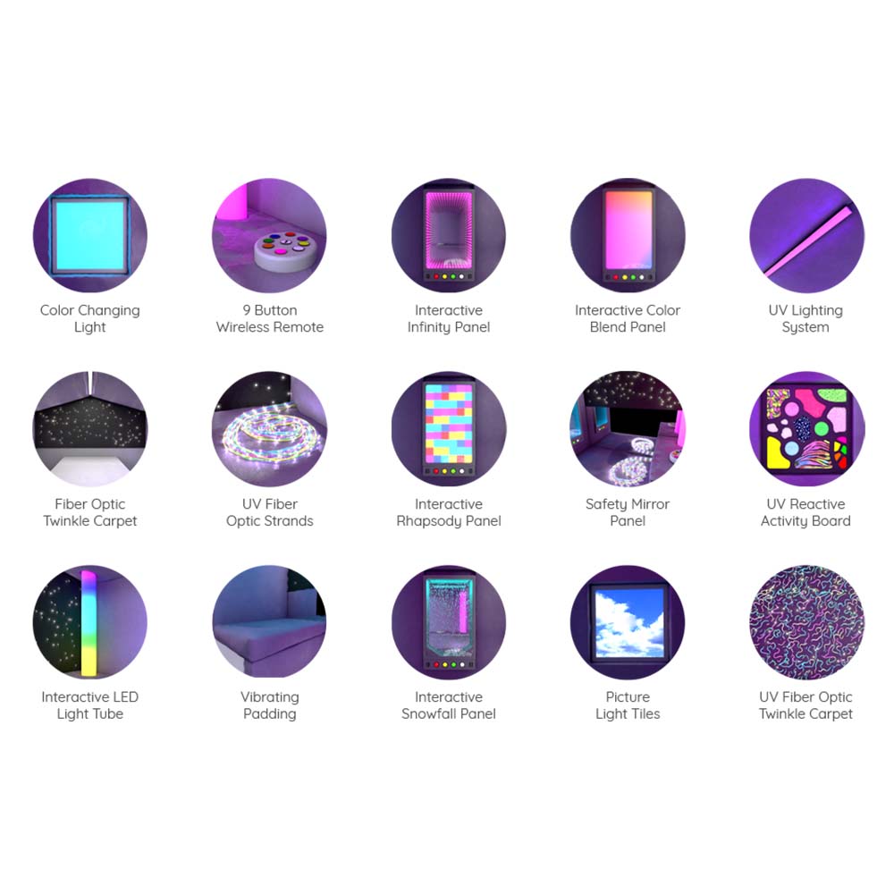 Various LED light products with different features on a white background