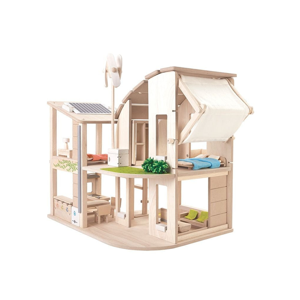 Plan Toys Green Dollhouse with Furniture - Dollhaus