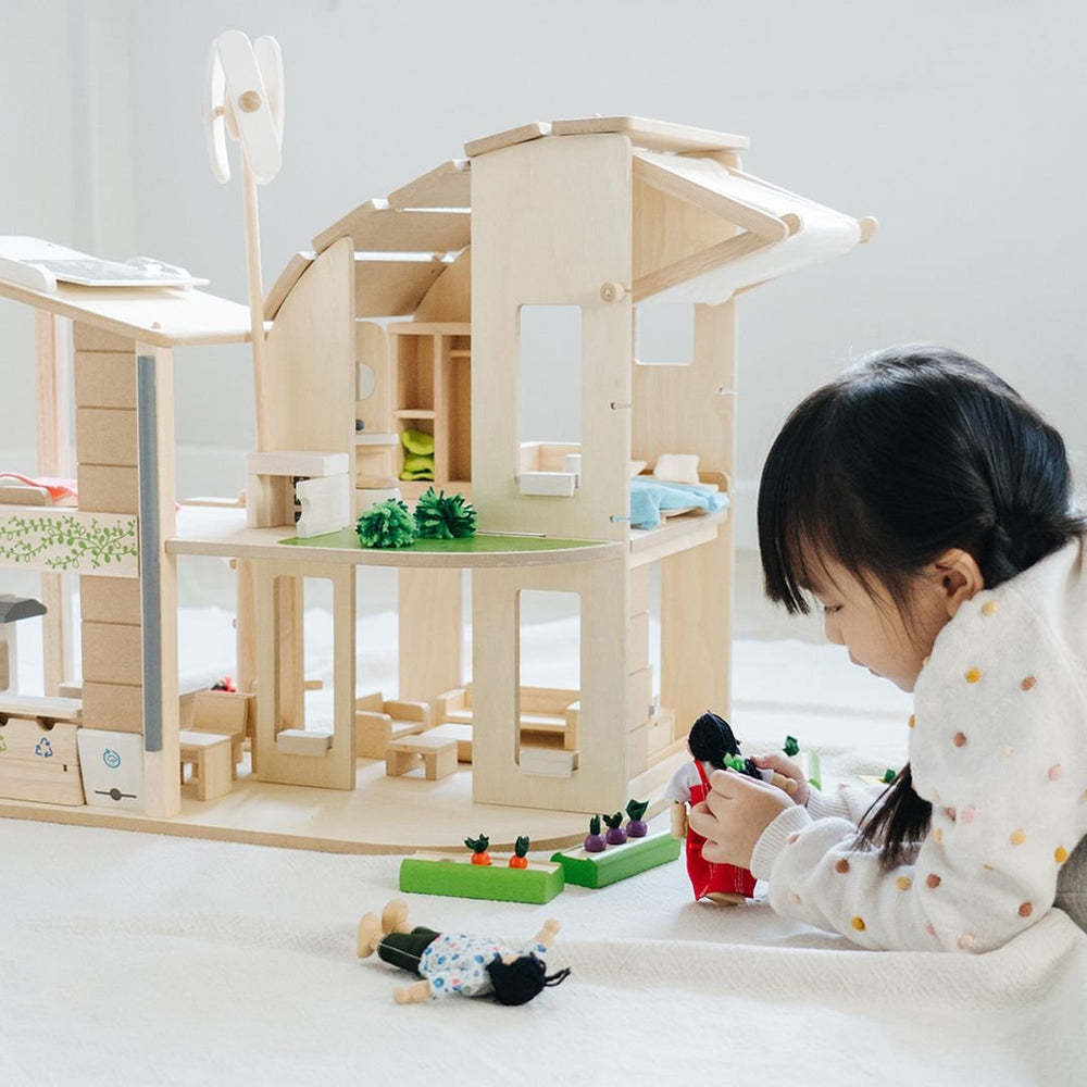 Plan Toys Green Dollhouse with Furniture - Dollhaus