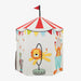 Children's play tent with circus-themed design on a white background