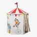 Children's play tent with circus-themed design on a white background