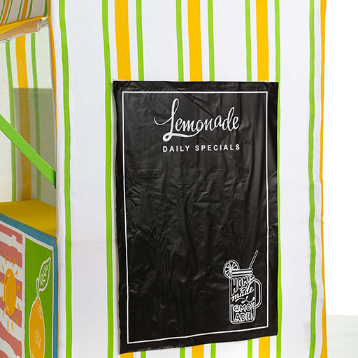 Black menu with 'Lemonade Daily Specials' text against a striped background