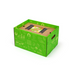 Green box with a cardboard interior containing magnetic blocks on a white background