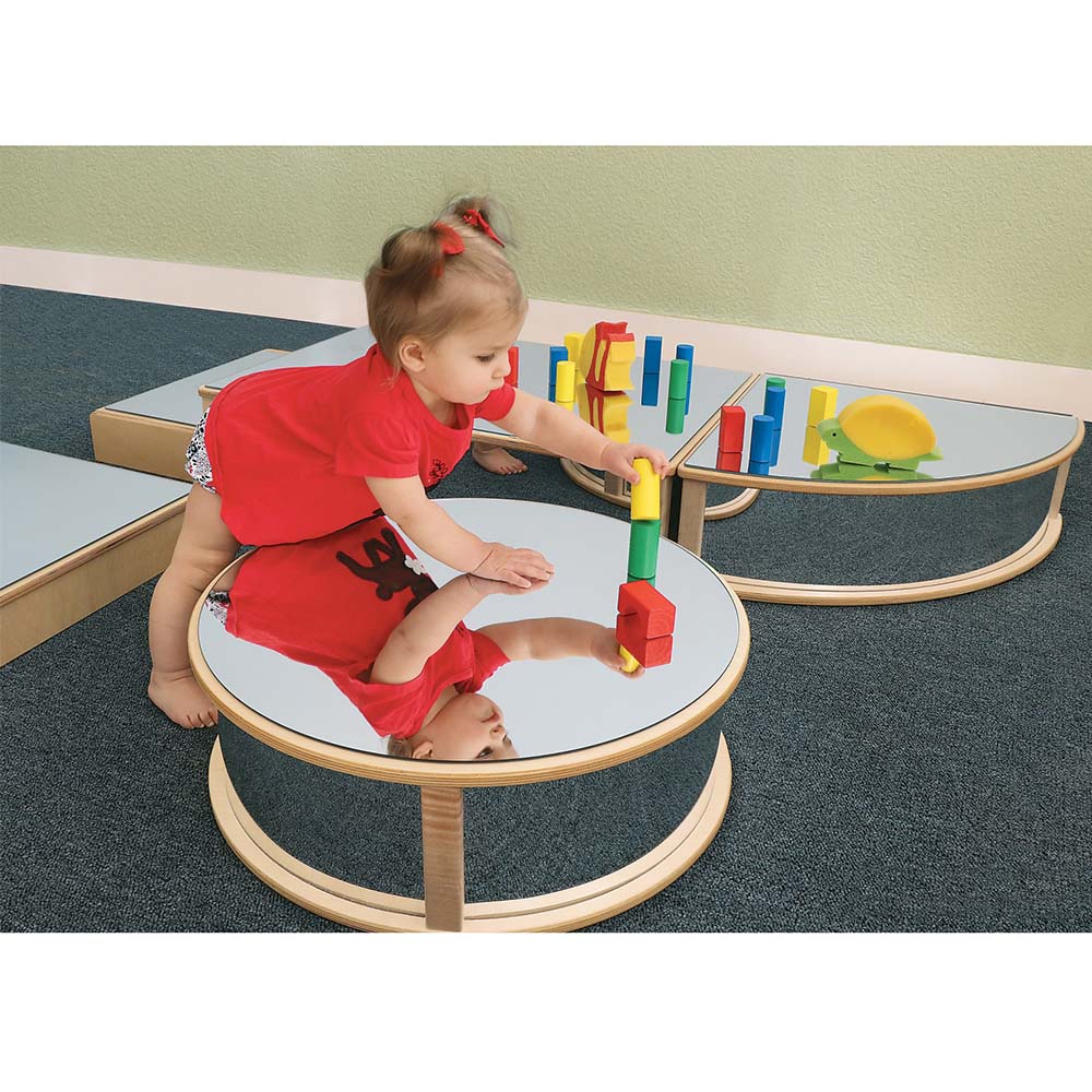 Whitney Brothers Climber Infant Floor Mirror Set in Playroom with Child and Blocks