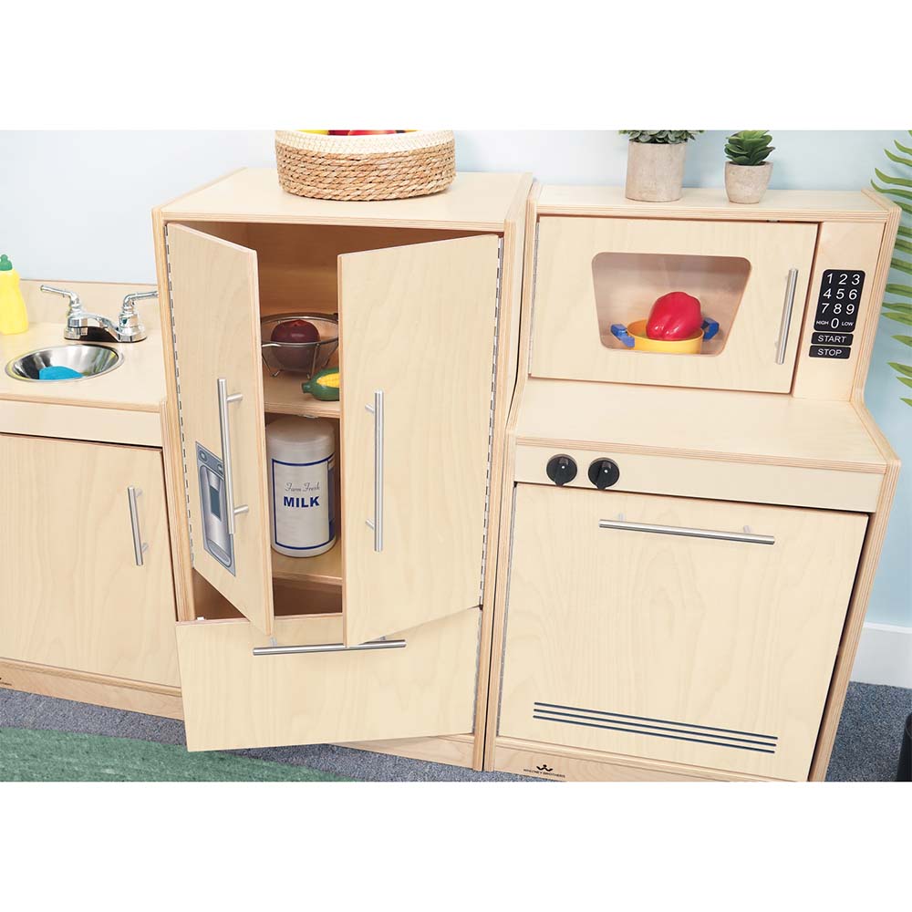 Whitney Brothers Contemporary Kitchen Ensemble Natural Cabinets Open