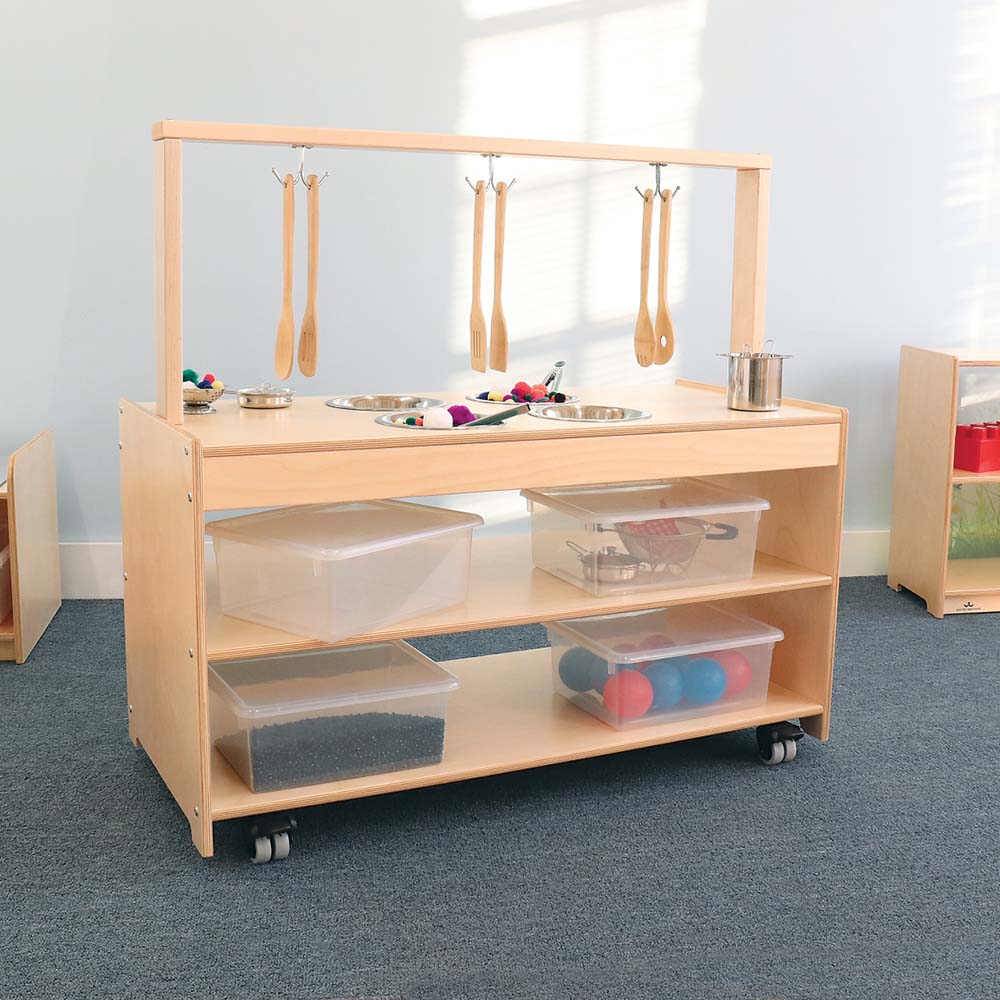 Whitney Brothers Mobile Sensory Play Kitchen in Playroom