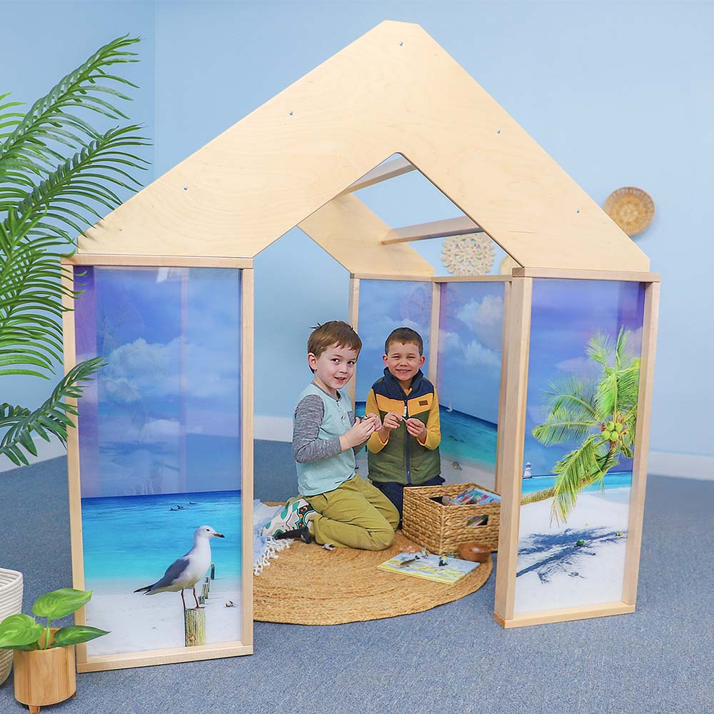 Whitney Brothers Nature View Play Beach House in Playroom With Children
