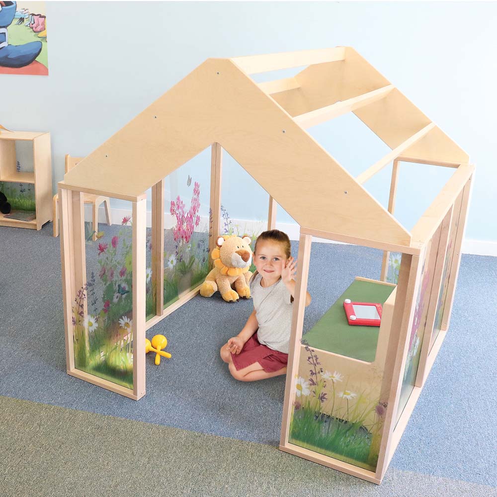 Whitney Brothers Nature View Play Greenhouse In Playroom With Child