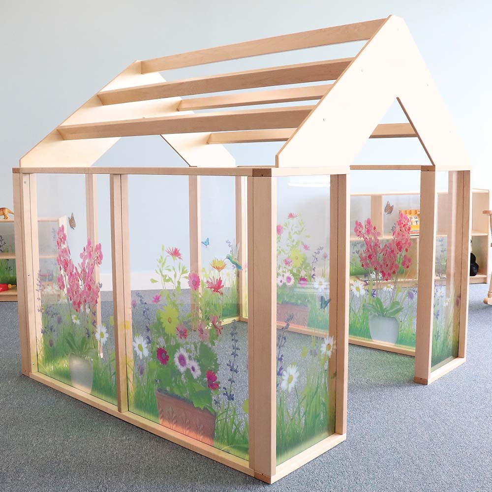 Whitney Brothers Nature View Play Greenhouse Right Angle in Playroom