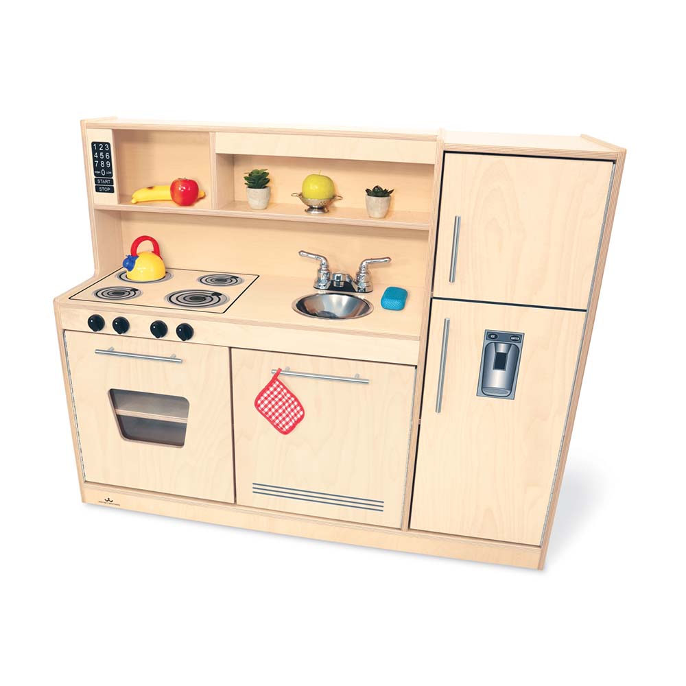Whitney Brothers Play Kitchen Contemporary Kitchen Combo Natural with Accessories