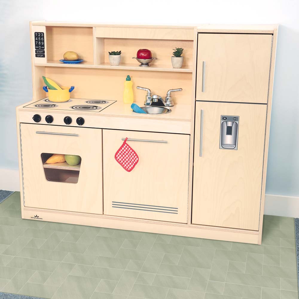 Whitney Brothers Play Kitchen Contemporary Kitchen Combo Natural in Playroom