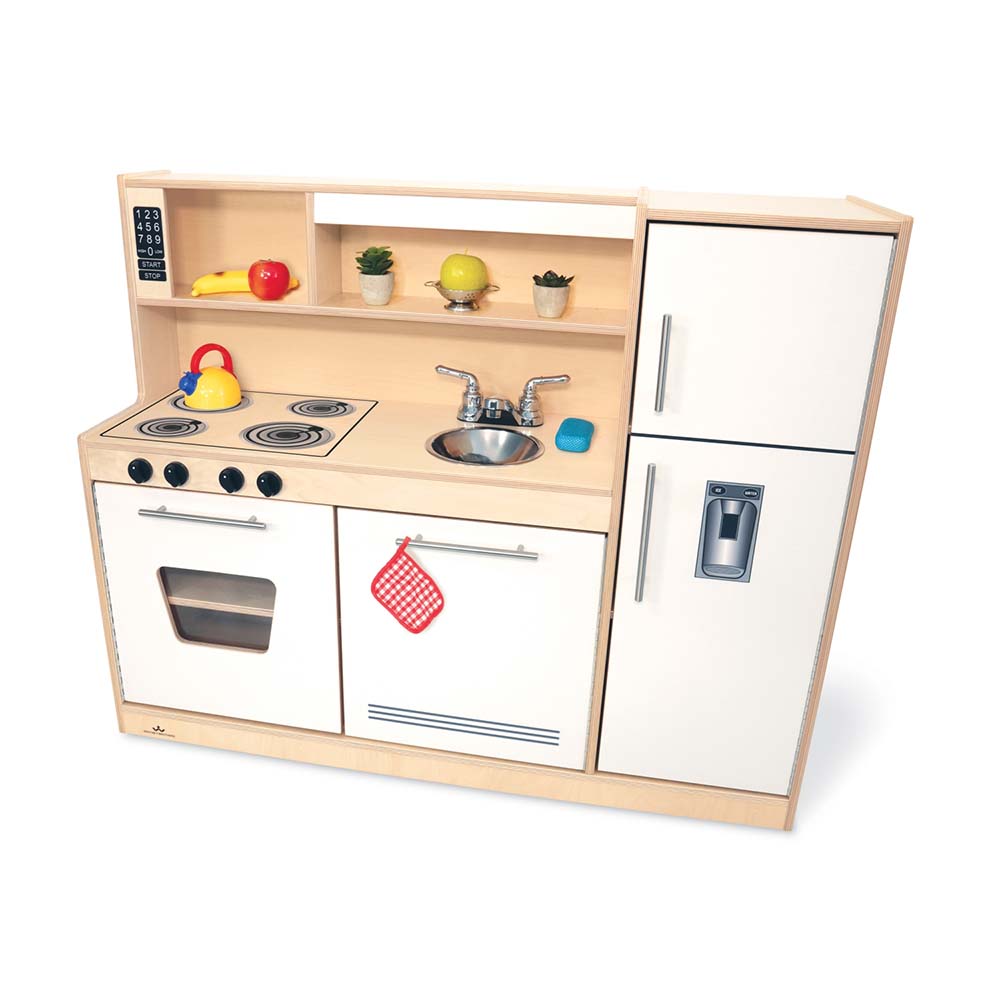Whitney Brothers Play Kitchen Contemporary Kitchen Combo White with Accessories