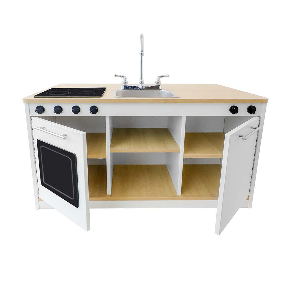 Whitney Brothers Play Kitchen Elevated Kitchen Island Breakfast Bar Cabinets Open