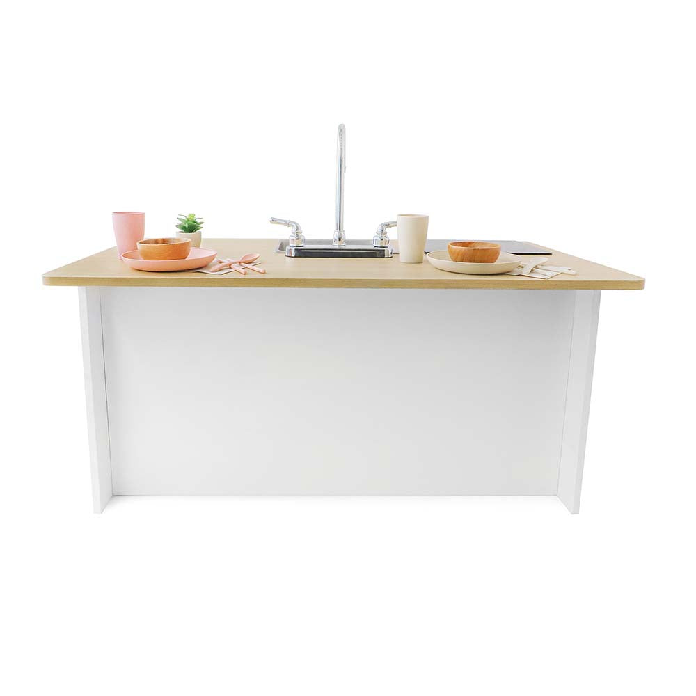 Whitney Brothers Play Kitchen Elevated Kitchen Island Breakfast Bar with Accessories Back View