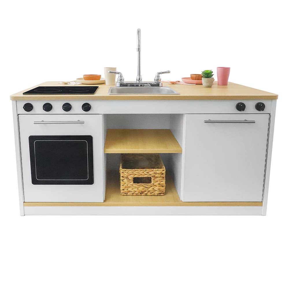 Whitney Brothers Play Kitchen Elevated Kitchen Island Breakfast Bar with Accessories
