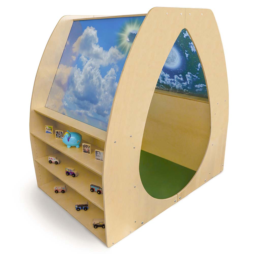Whitney Brothers Sky View Sanctuary Left Side View with Shelf Accessories