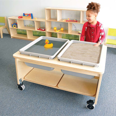 Whitney Brothers Two Tub Sand and Water Table in Playoom with Child