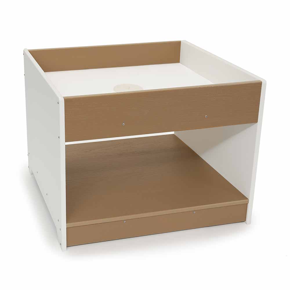 White and brown big and wide table on a white background