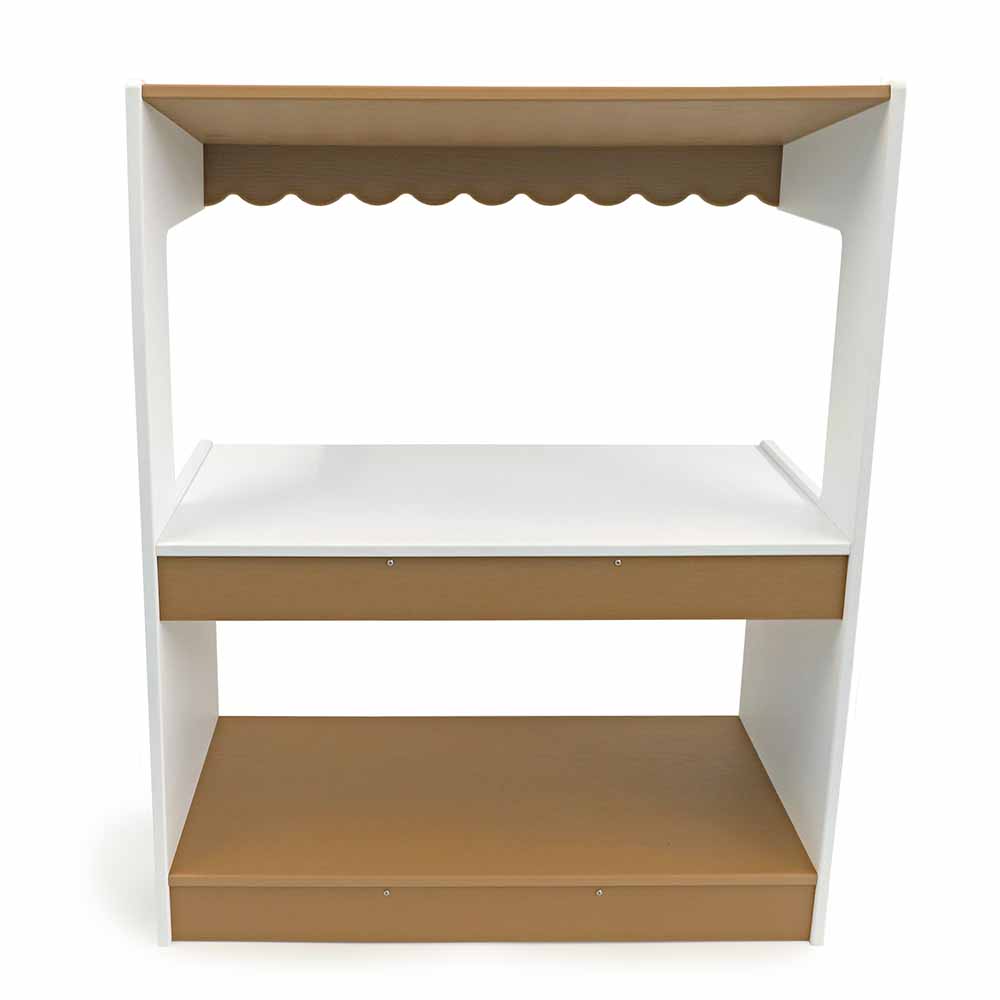 Backside of outdoor play market stand on white background