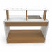 White and brown mud kitchen play set with a sink on a white background