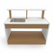 White and brown mud kitchen play set with a sink on a white background