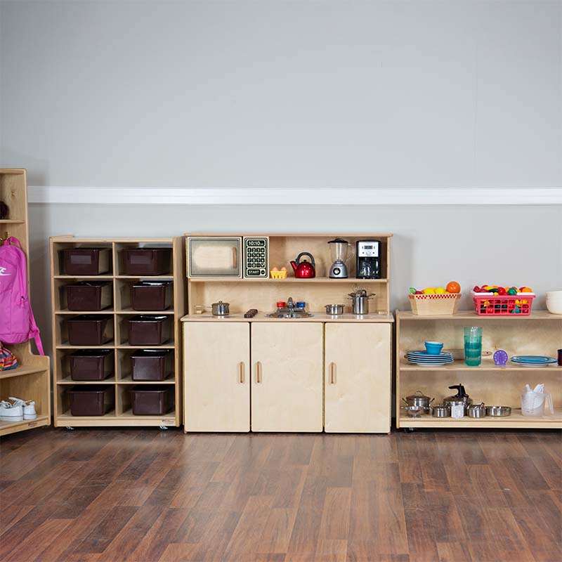 Wood Designs Play Kitchen 5-in-1 Kitchen Center in Playroom