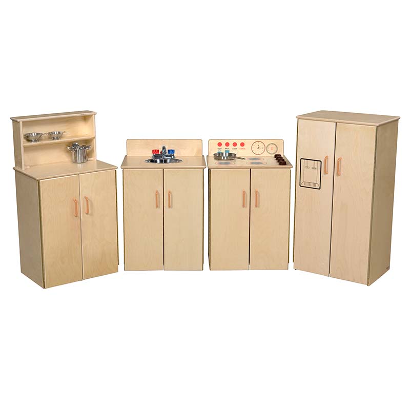 Wood Designs Play Kitchen Set of 4 School Age Appliances with Accessories