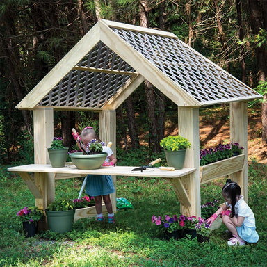 Wood Designs Playhouse Outdoor Garden Center Outside with Kids