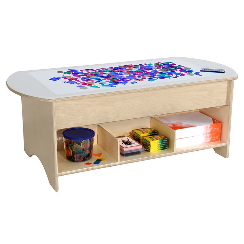Wood Designs Sensory Play Brilliant Light Table with Storage with Art Supplies